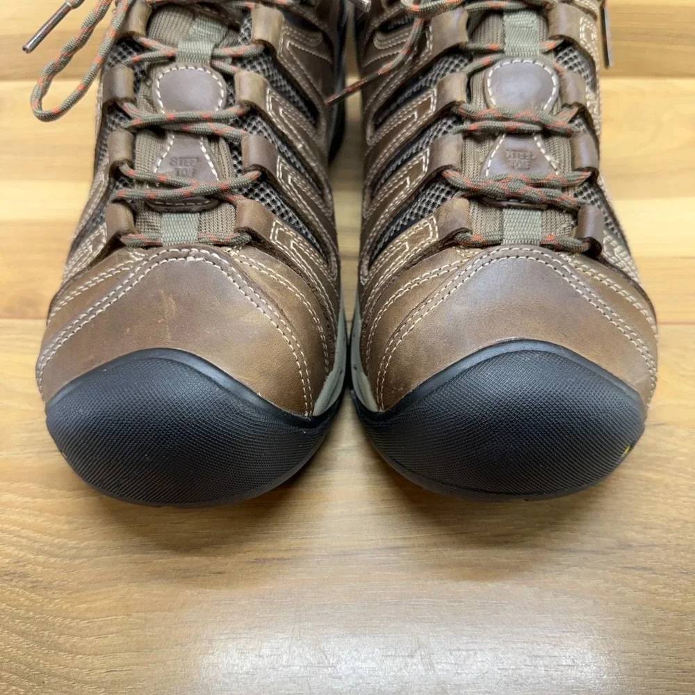 Keen Utility Flint Steel Toe Mens Work Shoes 11 D Brown Leather Oil Slip Resist